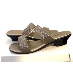 Karen Scott Eddina Pewter Slide Sandals 8.5M